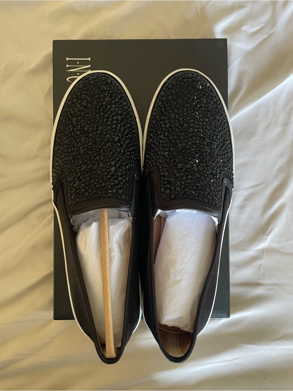 INC International Concepts Black Crystal Slip-On Sneakers